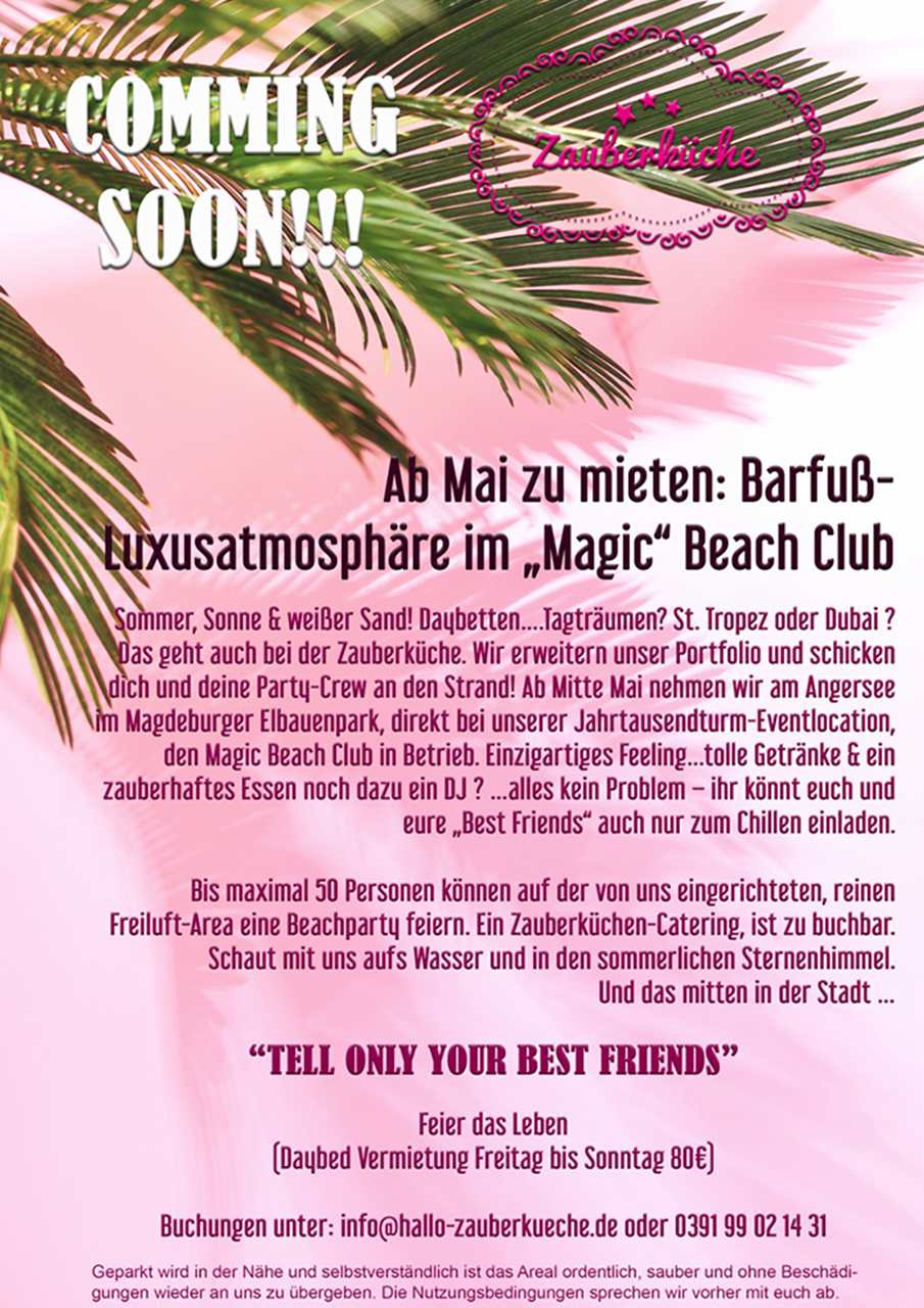 Barfuß-Luxusatmosphäre im Beach Club ab Mai 2023 im Jahrtausendturm im Elbauenpark